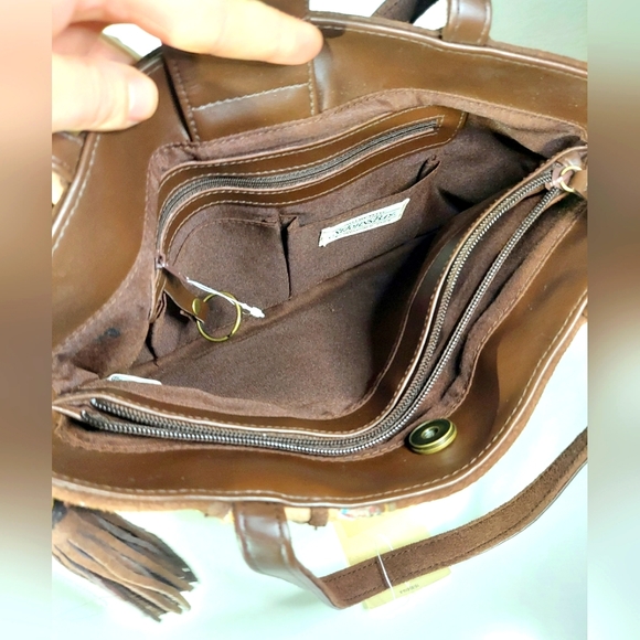 St. John's Bay Scottie Brown Leather Embellished Handheld Tote Bag - Picture 13 of 16